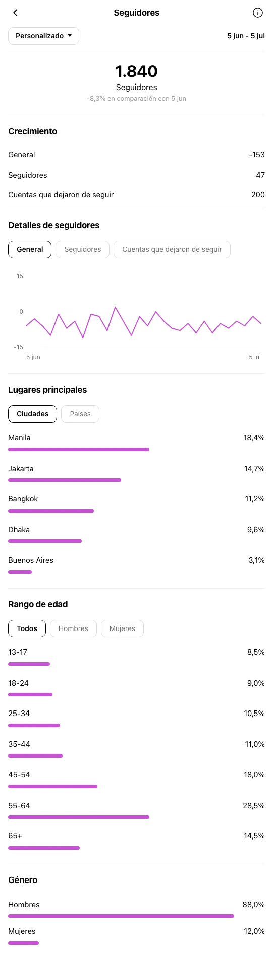 Entrenador Personal Buenos Aires - perfil de Instagram antes de OniGrow